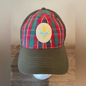 Webelos‎ Cap BSA, Boy Scouts of America Hat Olive Green Plaid Twill, Size S/M